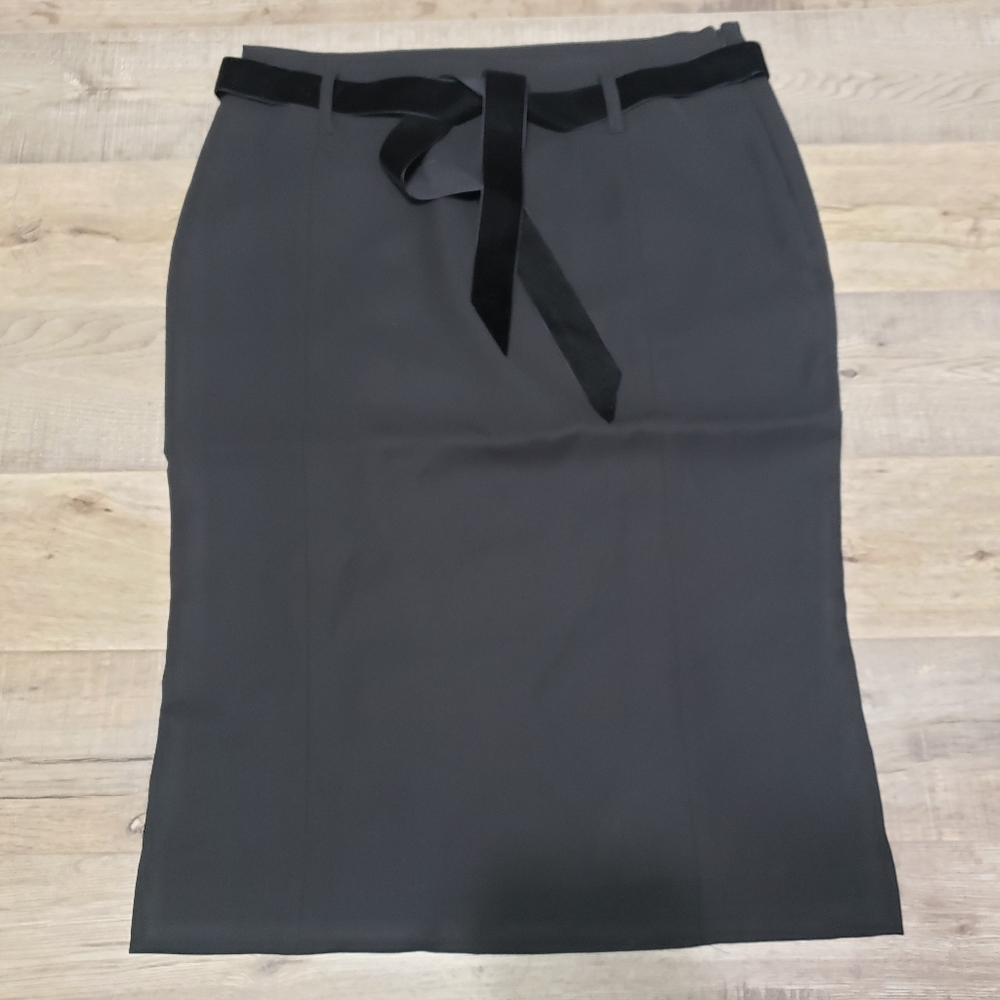 Tom Ford sz 8 Uniform Pencil Skirt Ribbon Belt Zip